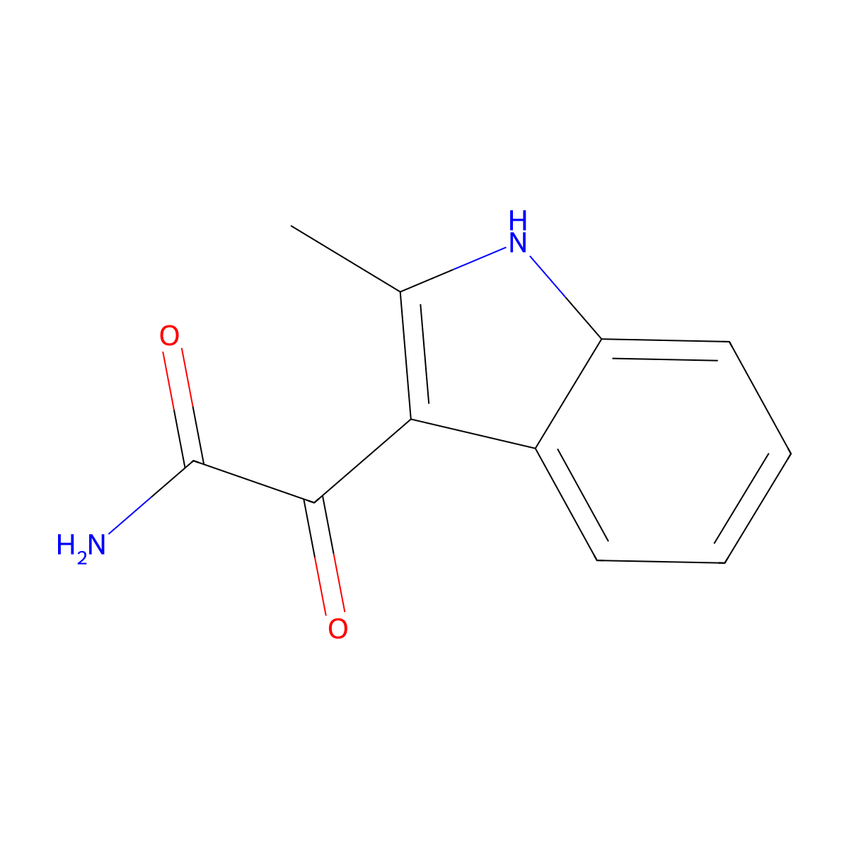 2-(2-methyl-1H-indol-3-yl)-2-oxoacetamide molecular structure, CAS 1080-83-7