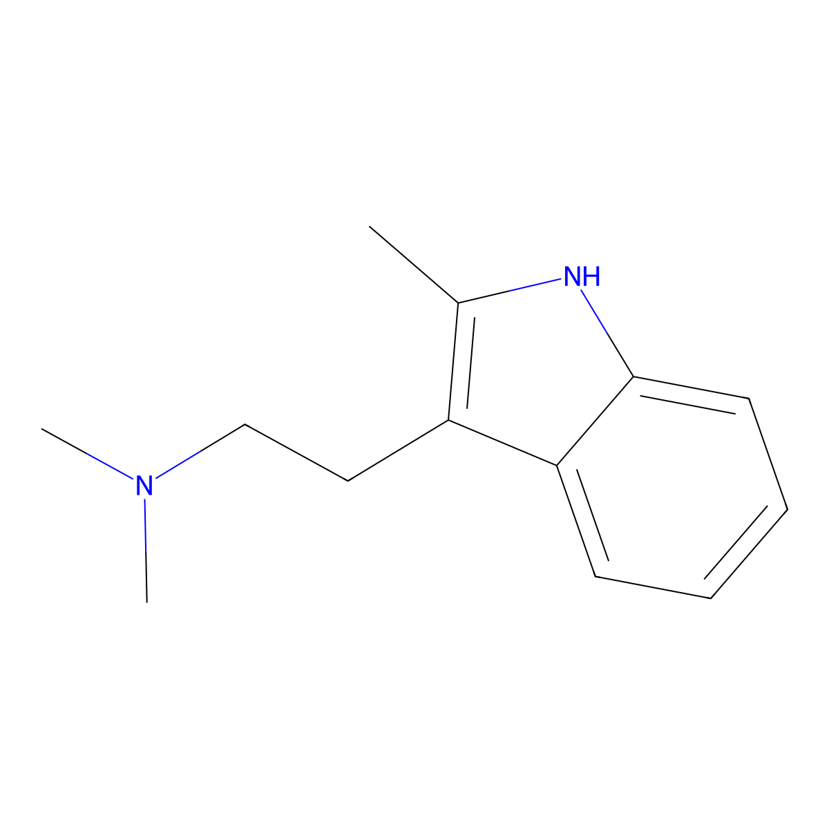 2,N,N-Trimethyltryptamine molecular structure, CAS 1080-95-1