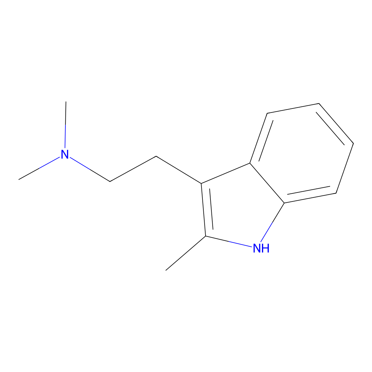 2,N,N-Trimethyltryptamine molecular structure, CAS 1080-95-1