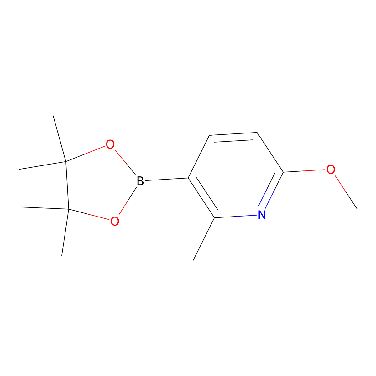 6-Methoxy-2-methyl-3-(4,4,5,5-tetramethyl-1,3,2-dioxaborolan-2-yl)pyridine molecular structure, CAS 1080028-73-4
