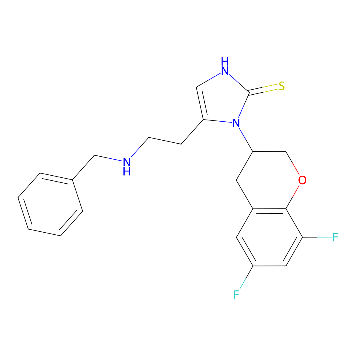 1-((3R)-6,8-Difluoro-3,4-dihydro-2H-1-benzopyran-3-yl)-1,3-dihydro-5-(2-((phenylmethyl)amino)ethyl)-2H-imidazole-2-thione molecular structure, CAS 1080028-80-3