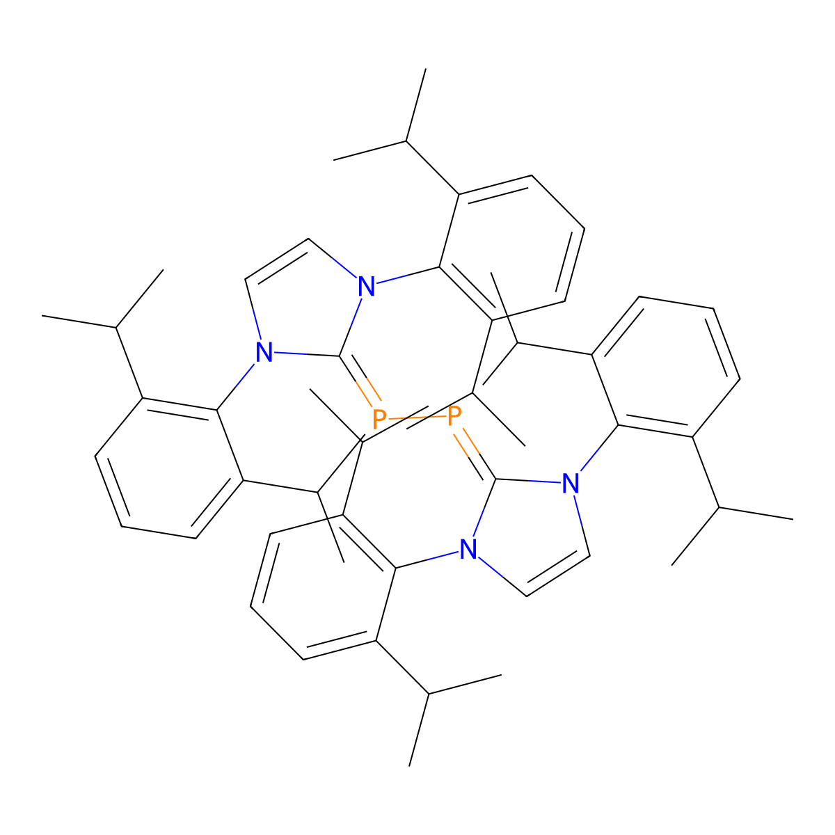 1,2-Bis[1,3-bis(2,6-di-i-propylphenyl)imidazol-2-ylidene]diphosphine molecular structure, CAS 1080030-13-2