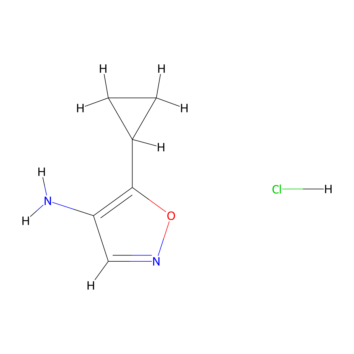 5-Cyclopropyl-1,2-oxazol-4-amine hydrochloride molecular structure, CAS 1080059-85-3