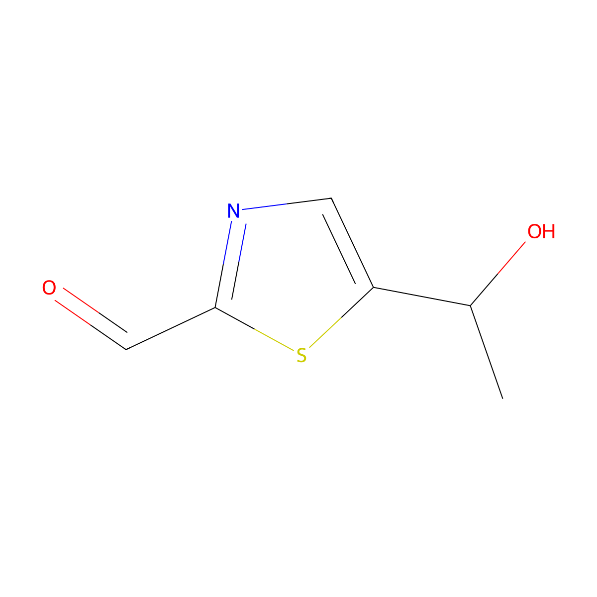 5-(1-Hydroxyethyl)-1,3-thiazole-2-carbaldehyde molecular structure, CAS 1080060-62-3