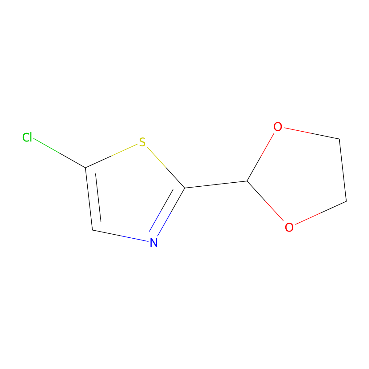 5-Chloro-2-(1,3-dioxolan-2-yl)-1,3-thiazole molecular structure, CAS 1080061-38-6