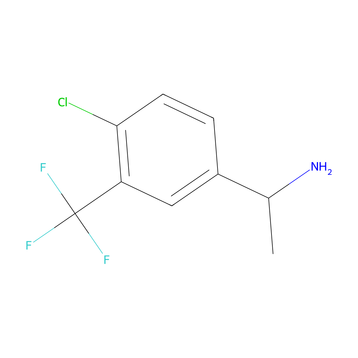 (1R)-1-[4-chloro-3-(trifluoromethyl)phenyl]ethan-1-amine molecular structure, CAS 1080064-51-2
