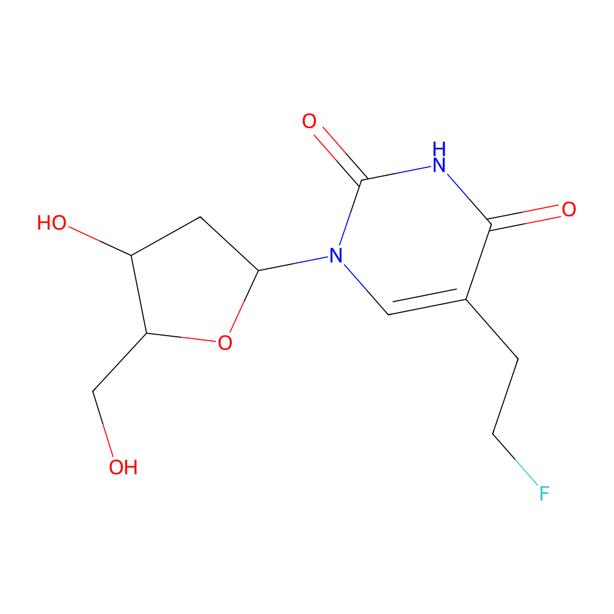 5-(2-Fluoroethyl)-2'-deoxyuridine molecular structure, CAS 108008-61-3