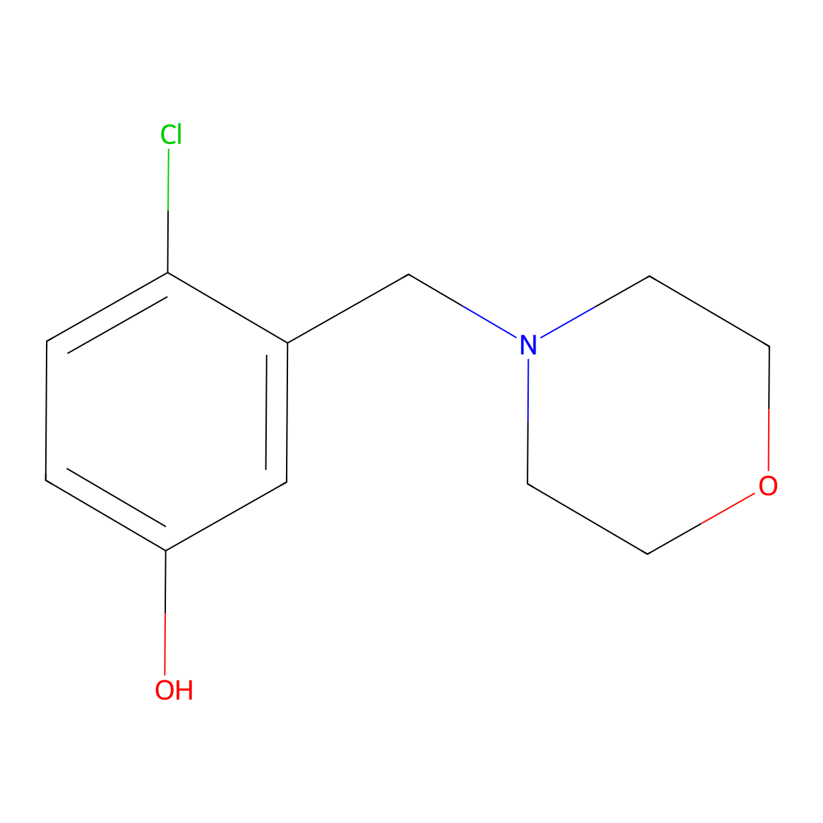 4-Chloro-3-(4-morpholinylmethyl)phenol molecular structure, CAS 108009-51-4