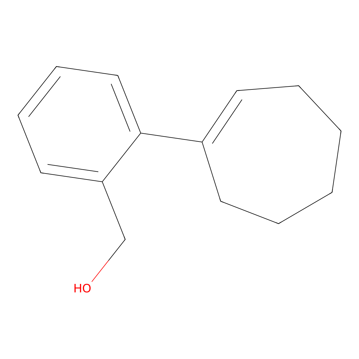 2-(1-Cyclohepten-1-YL) benzyl alcohol molecular structure, CAS 108011-63-8