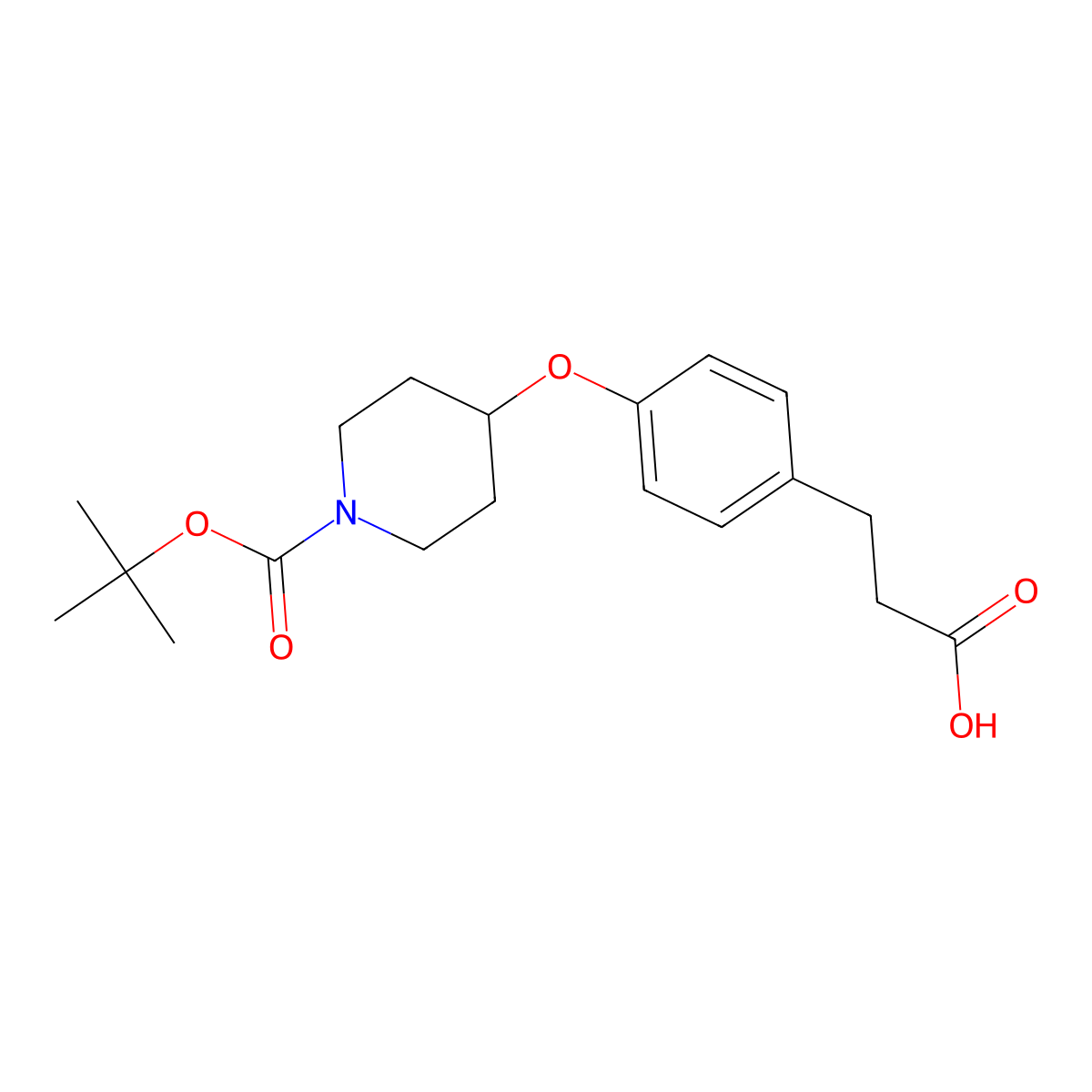 3-(4-((1-(tert-Butoxycarbonyl)piperidin-4-yl)oxy)phenyl)propanoic acid molecular structure, CAS 1080421-71-1