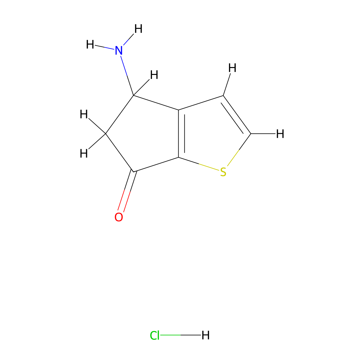 4-amino-4,5-dihydro-6H-cyclopenta[b]thiophen-6-one hydrochloride molecular structure, CAS 108046-16-8