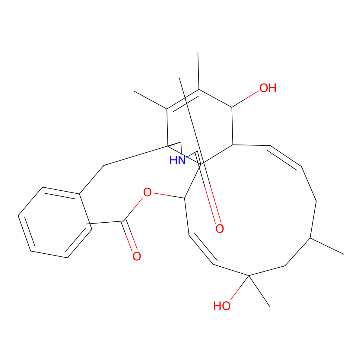 (3S,3aR,6S,6aR,7E,10S,12R,13E,15R,15aR)-15-(Acetyloxy)-2,3,3a,6,6a,9,10,11,12,15-decahydro-6,12-dihydroxy-4,5,10,12-tetramethyl-3-(phenylmethyl)-1H-cycloundec[d]isoindol-1-one molecular structure, CAS 108050-28-8
