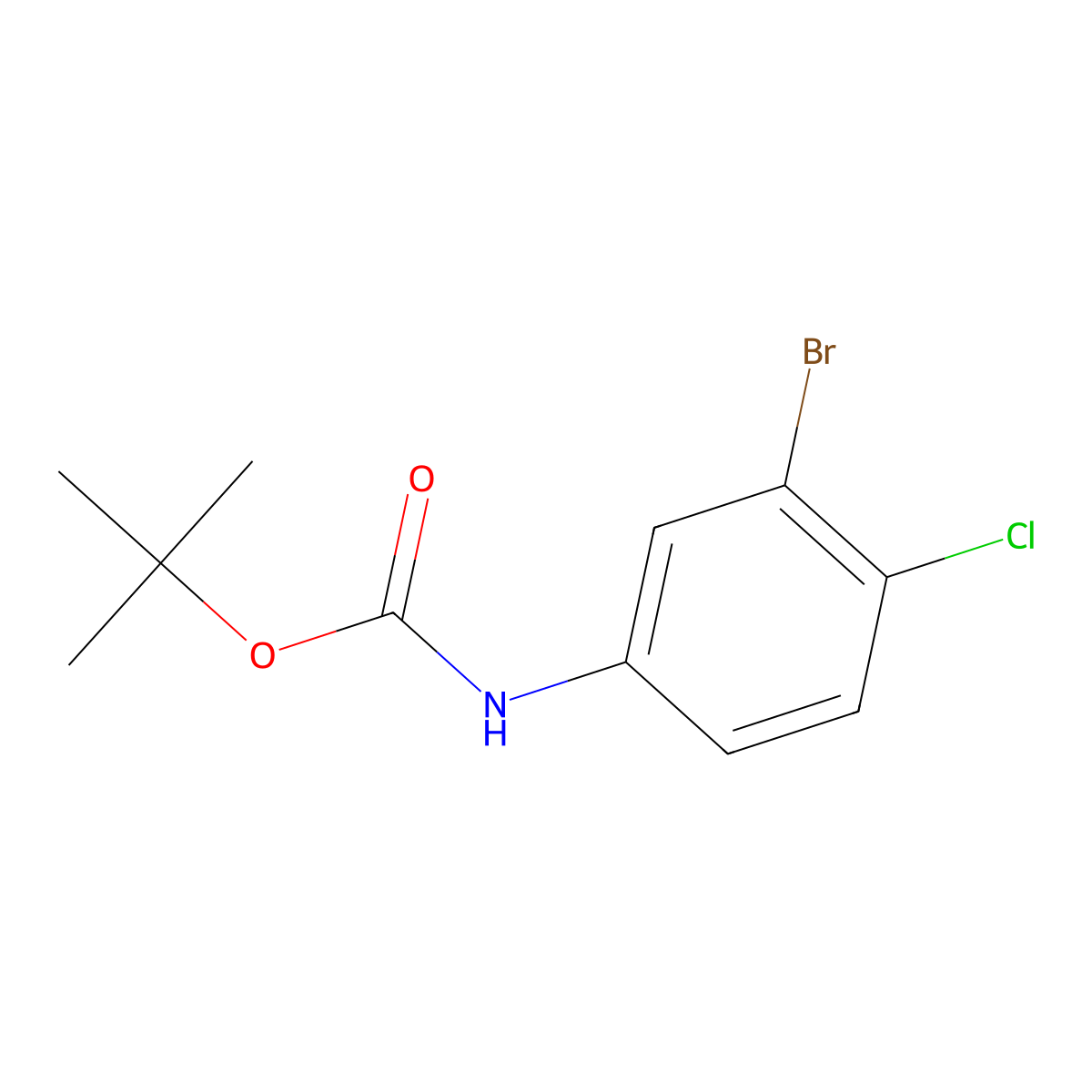 Tert-butyl 3-bromo-4-chlorophenylcarbamate molecular structure, CAS 1080573-26-7