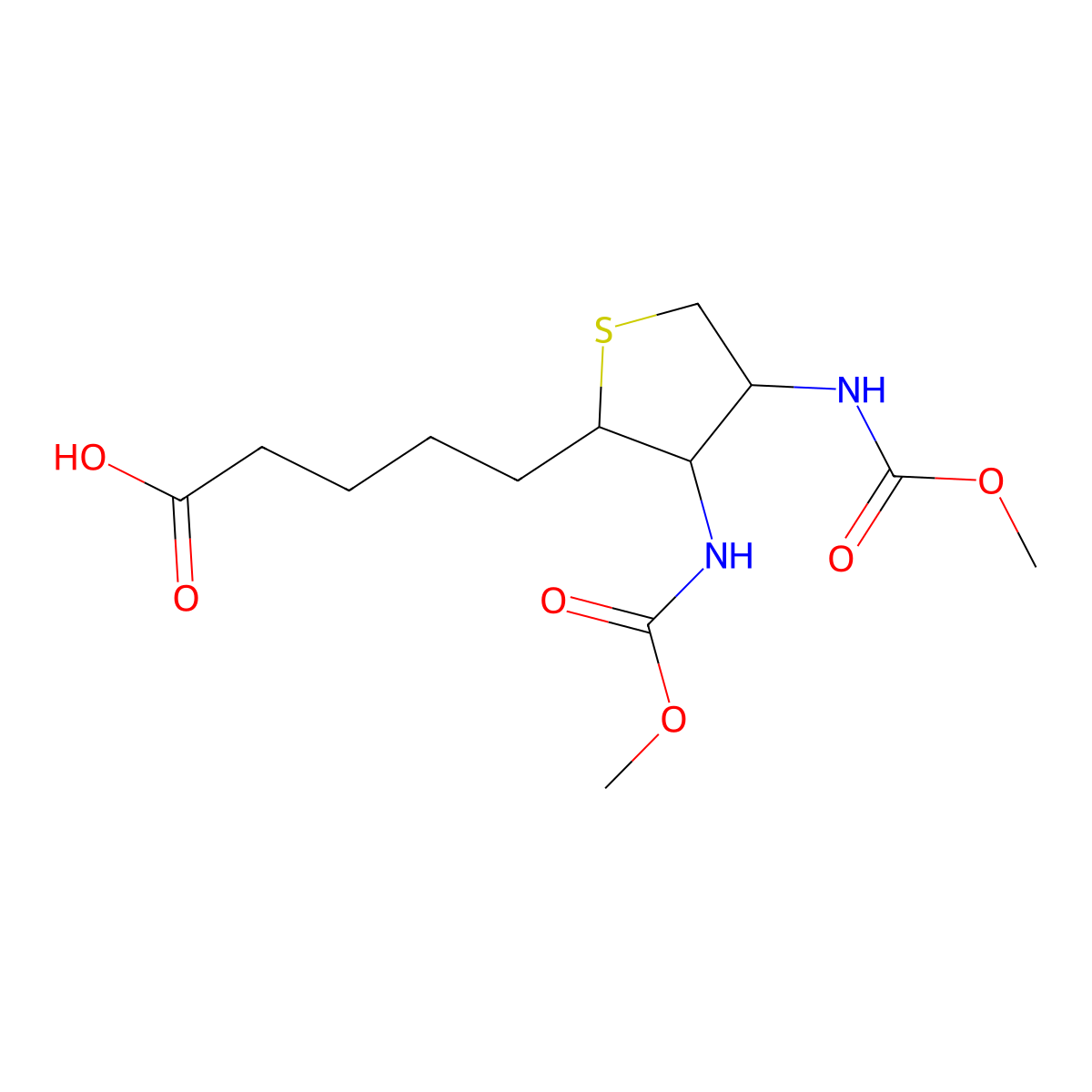 5-[3,4-Bis(methoxycarbonylamino)thiolan-2-yl]pentanoic acid molecular structure, CAS 1080620-38-7