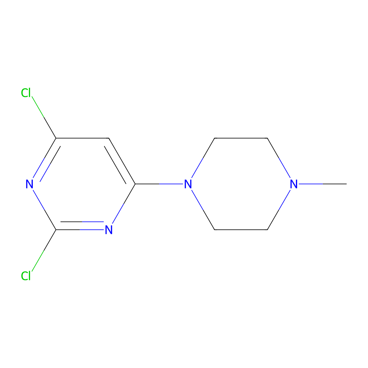 2,4-Dichloro-6-(4-methyl-piperazin-1-yl)-pyrimidine molecular structure, CAS 1080622-72-5