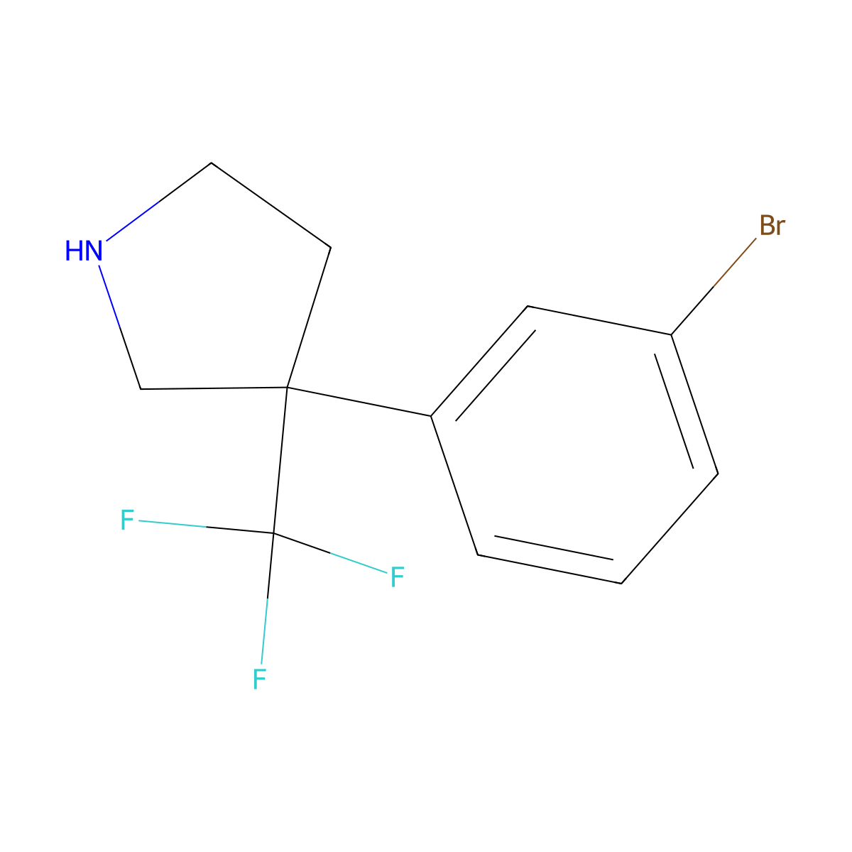 3-(3-Bromophenyl)-3-(trifluoromethyl)pyrrolidine molecular structure, CAS 1080626-85-2