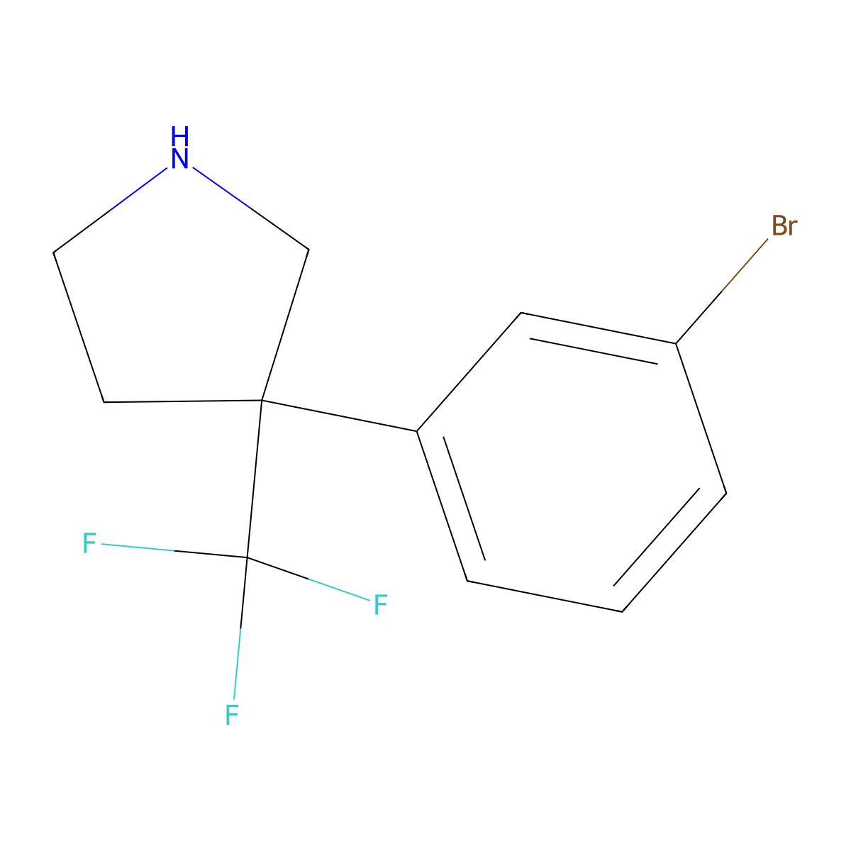3-(3-Bromophenyl)-3-(trifluoromethyl)pyrrolidine molecular structure, CAS 1080626-85-2