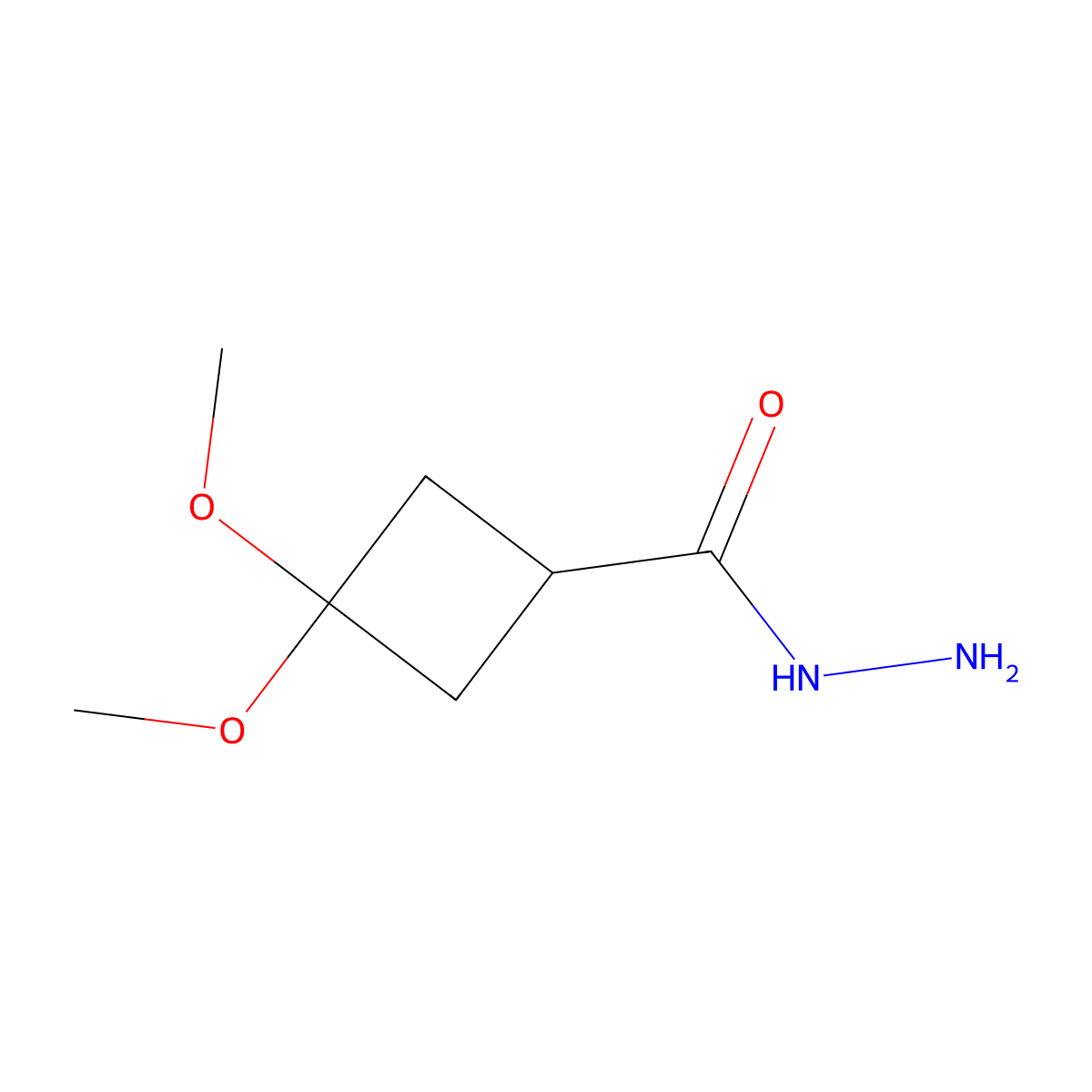 3,3-Dimethoxycyclobutane-1-carbohydrazide molecular structure, CAS 1080636-63-0