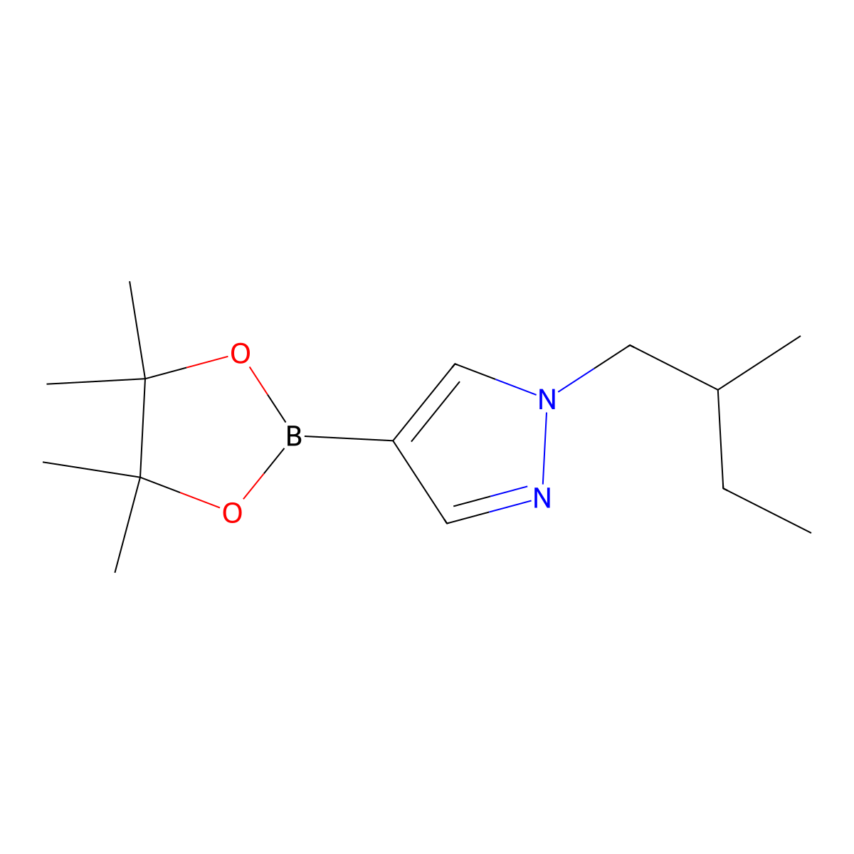 1-(2-Methylbutyl)-4-(4,4,5,5-tetramethyl-1,3,2-dioxaborolan-2-yl)-1H-pyrazole molecular structure, CAS 1080642-19-8