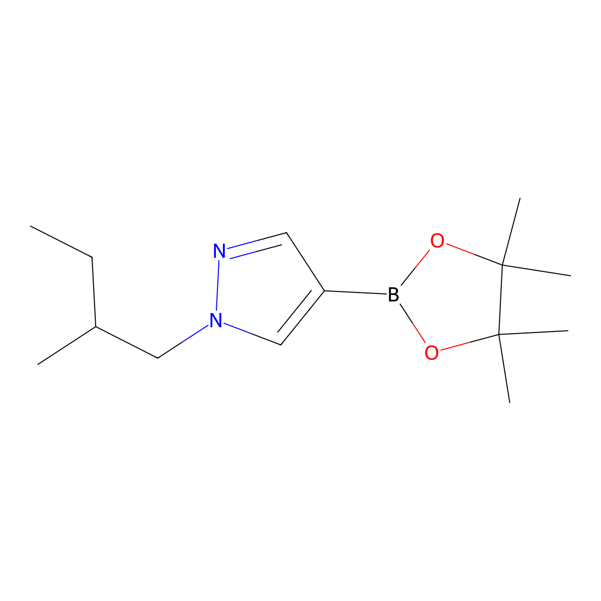 1-(2-Methylbutyl)-4-(4,4,5,5-tetramethyl-1,3,2-dioxaborolan-2-yl)-1H-pyrazole molecular structure, CAS 1080642-19-8