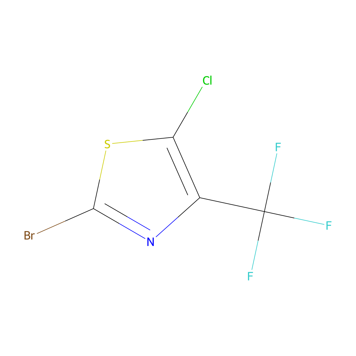2-Bromo-5-chloro-4-(trifluoromethyl)-1,3-thiazole molecular structure, CAS 1080642-34-7