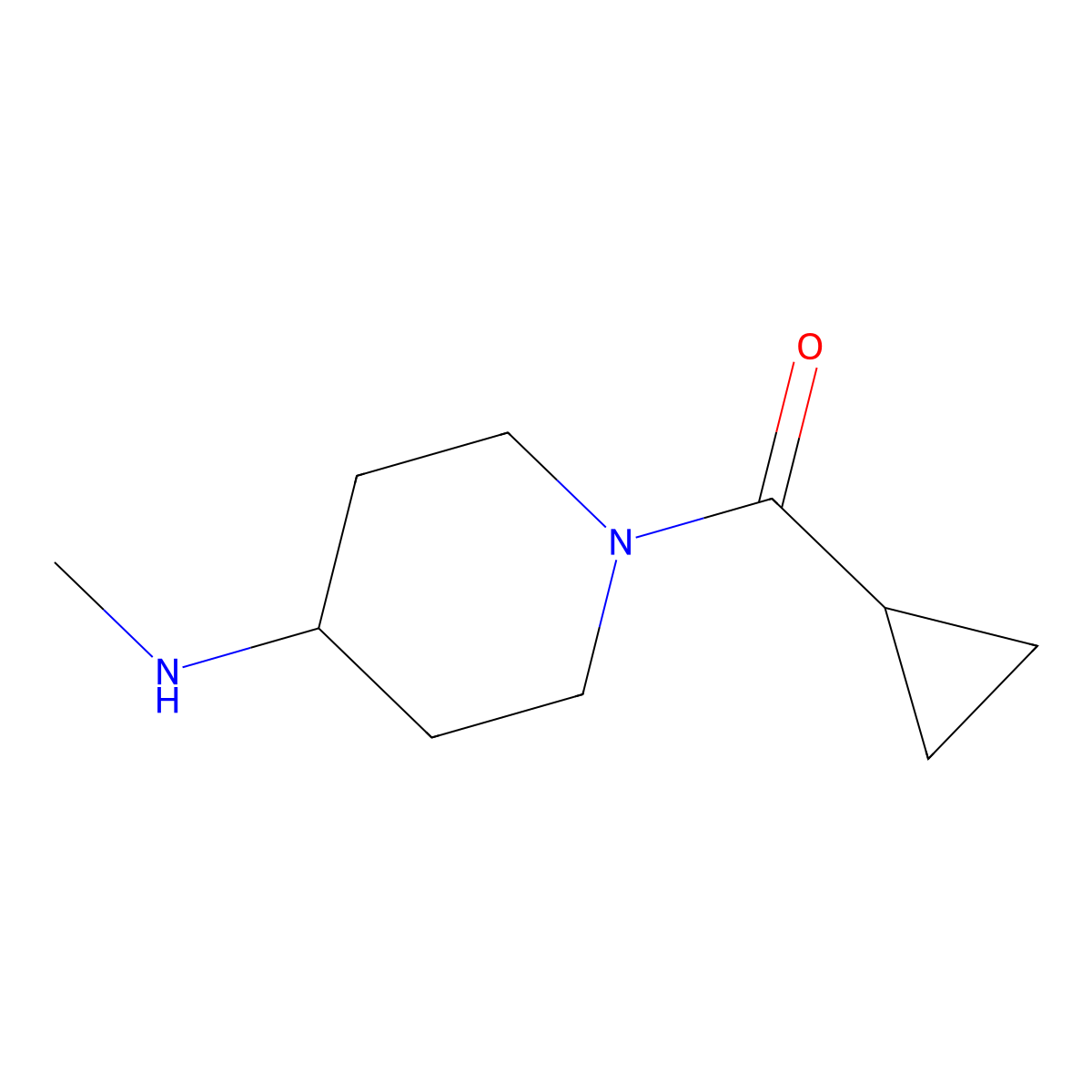 1-Cyclopropanecarbonyl-N-methylpiperidin-4-amine molecular structure, CAS 1080651-63-3
