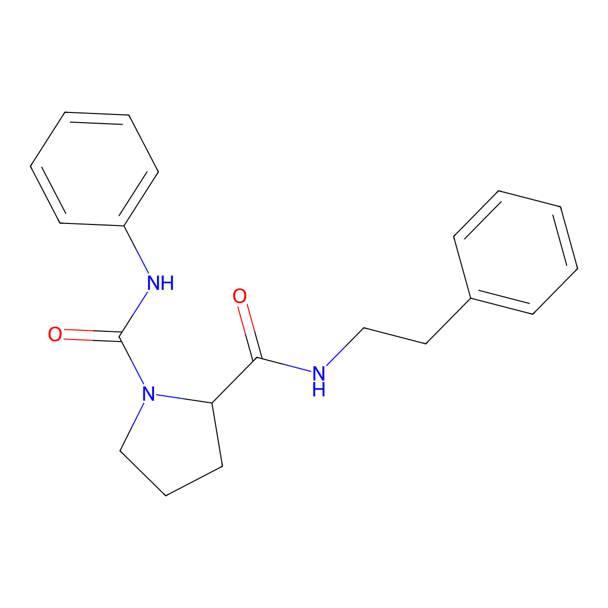 N1-phenyl-N2-(2-phenylethyl)pyrrolidine-1,2-dicarboxamide molecular structure, CAS 1080661-78-4