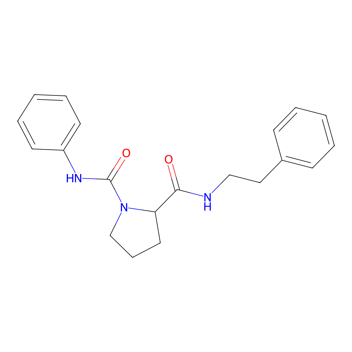 N1-phenyl-N2-(2-phenylethyl)pyrrolidine-1,2-dicarboxamide molecular structure, CAS 1080661-78-4