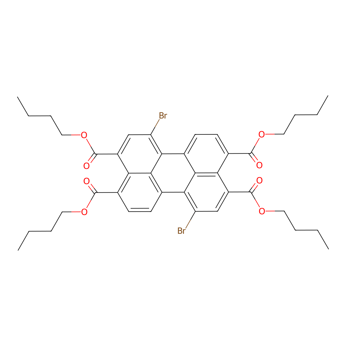 Tetrabutyl 1,7-dibromoperylene-3,4,9,10-tetracarboxylate molecular structure, CAS 1080663-33-7