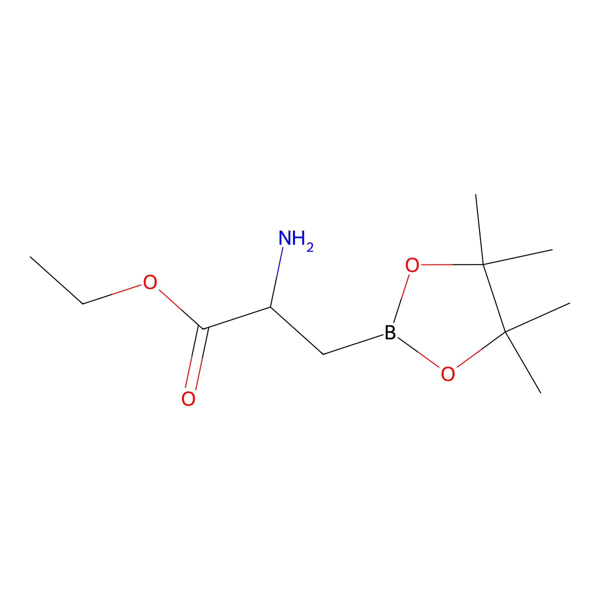 Ethyl 2-amino-3-(4,4,5,5-tetramethyl-1,3,2-dioxaborolan-2-yl)propanoate molecular structure, CAS 108082-93-5