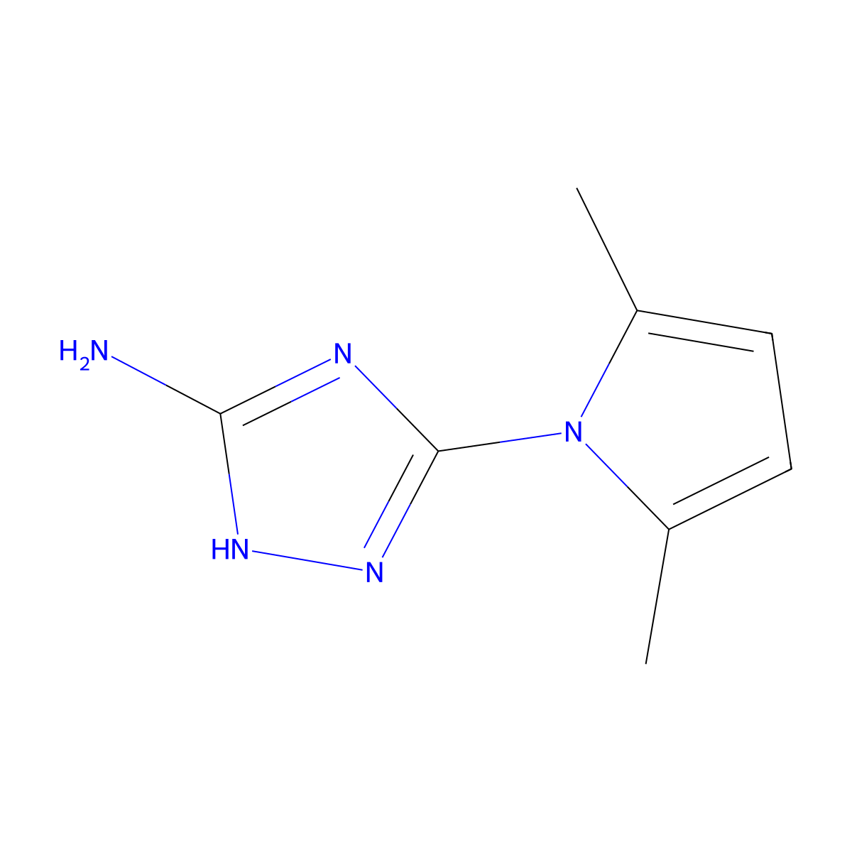 3-(2,5-dimethyl-1H-pyrrol-1-yl)-1H-1,2,4-triazol-5-amine molecular structure, CAS 108085-58-1