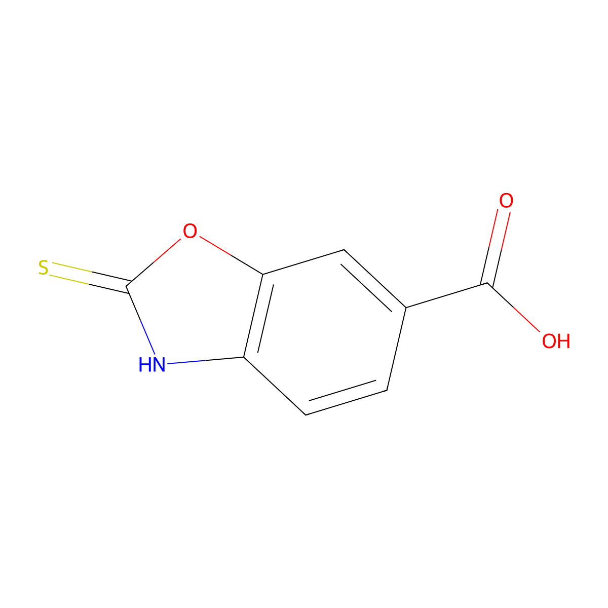 2-Sulfanyl-1,3-benzoxazole-6-carboxylic acid molecular structure, CAS 108085-62-7