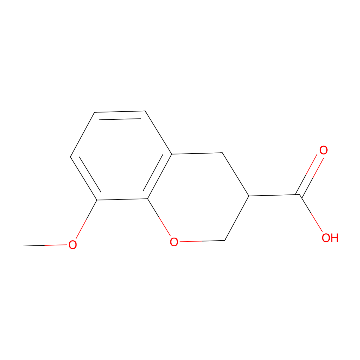 8-methoxy-3,4-dihydro-2H-1-benzopyran-3-carboxylic acid molecular structure, CAS 108088-19-3