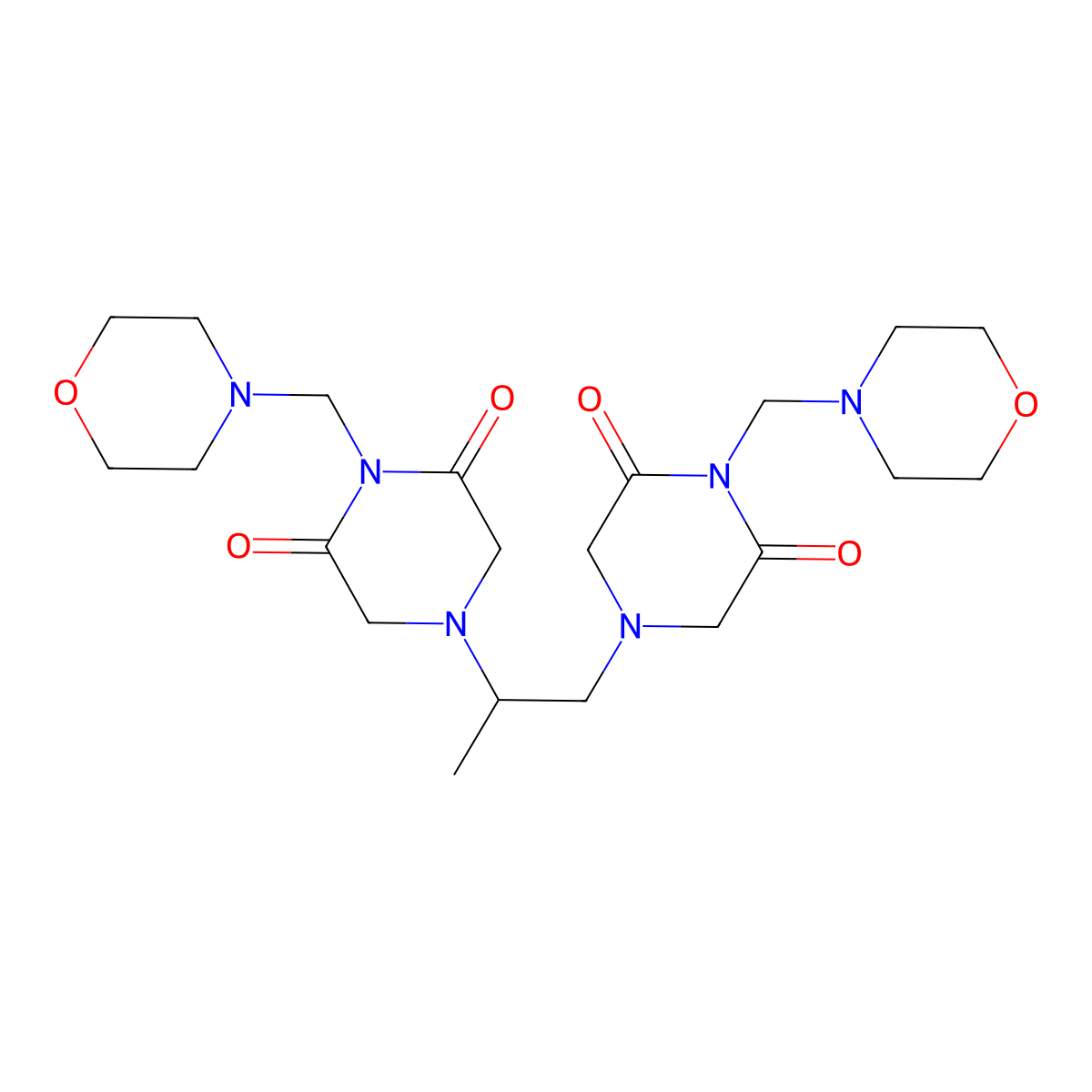 4,4'-(1-Methyl-1,2-ethanediyl)bis(1-(4-morpholinylmethyl)-2,6-piperazinedione) molecular structure, CAS 108093-90-9
