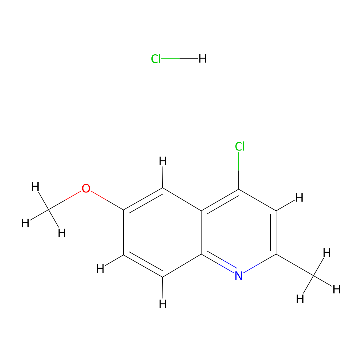 4-Chloro-6-methoxy-2-methylquinoline hydrochloride molecular structure, CAS 108096-99-7