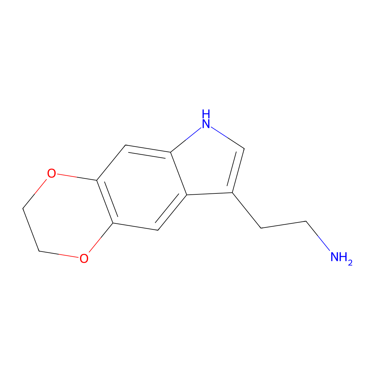 2-{2H,3H,6H-[1,4]dioxino[2,3-f]indol-8-yl}ethan-1-amine molecular structure, CAS 108097-89-8