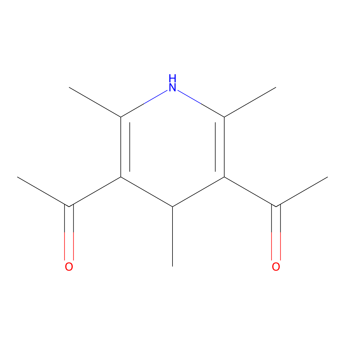 1,1'-(1,4-Dihydro-2,4,6-trimethylpyridine-3,5-diyl)bisethan-1-one molecular structure, CAS 1081-09-0