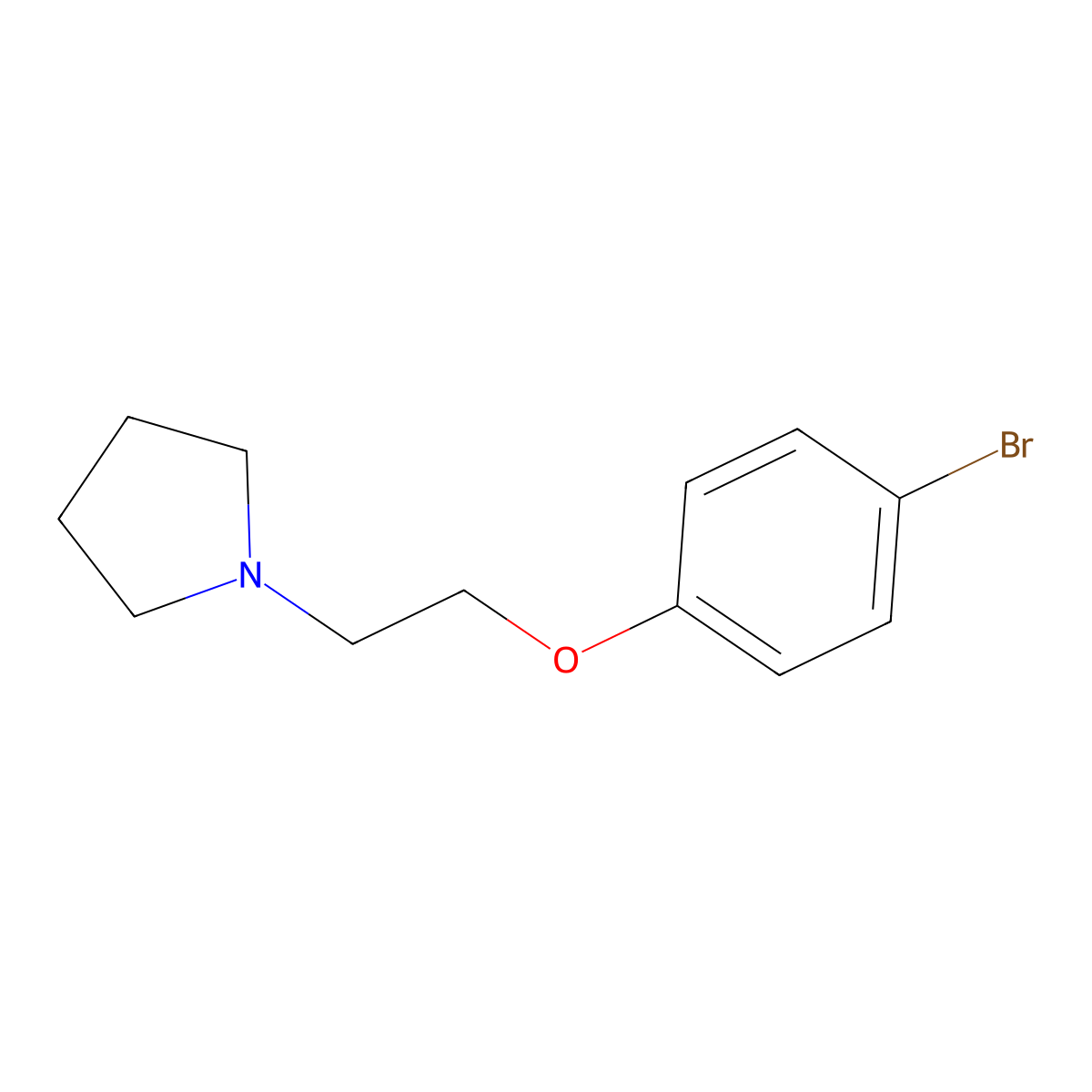 N-(2-(p-bromophenoxy)ethyl)pyrrolidine molecular structure, CAS 1081-73-8