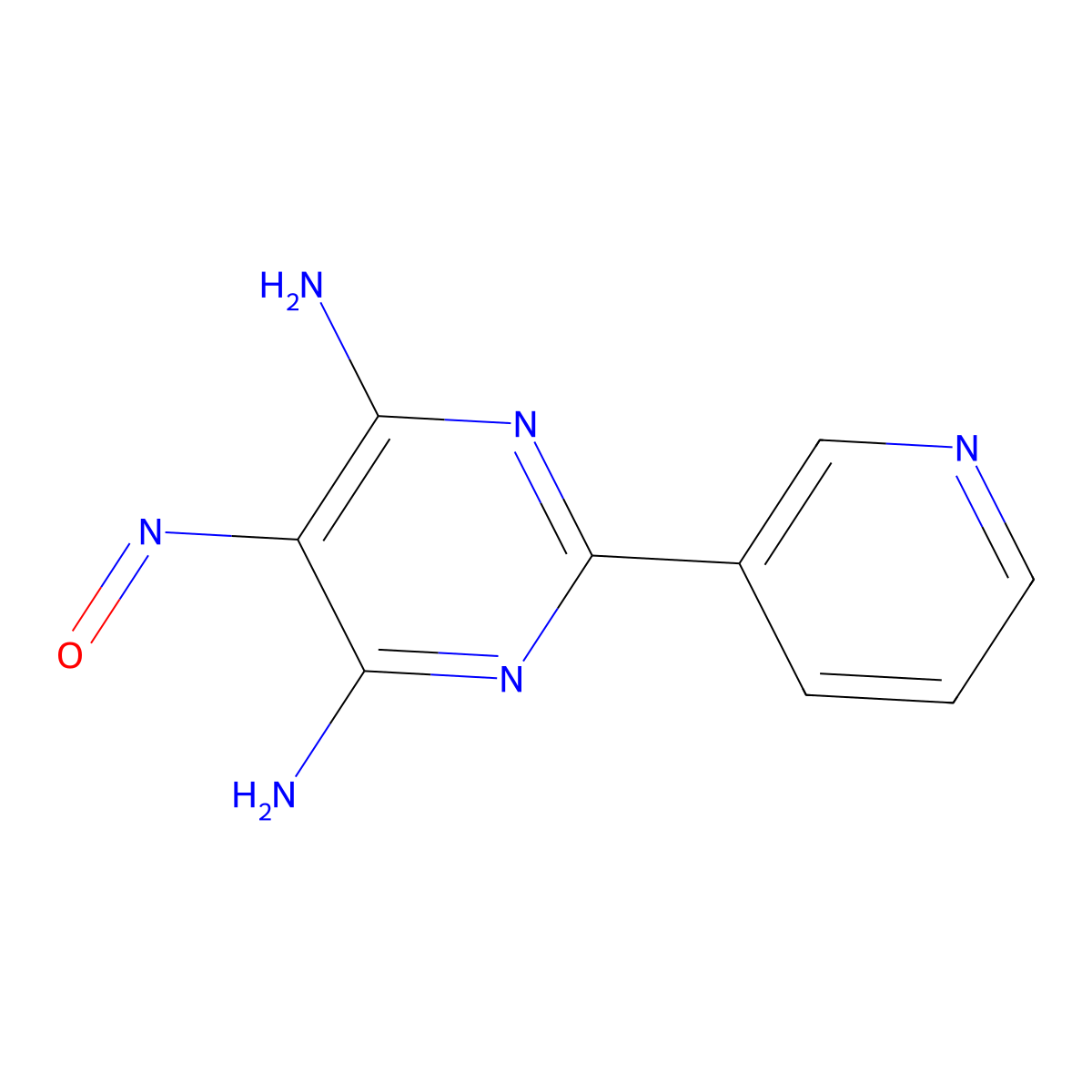 6-Amino-5-nitroso-2-pyridin-3-ylpyrimidin-4-ylamine molecular structure, CAS 108106-16-7