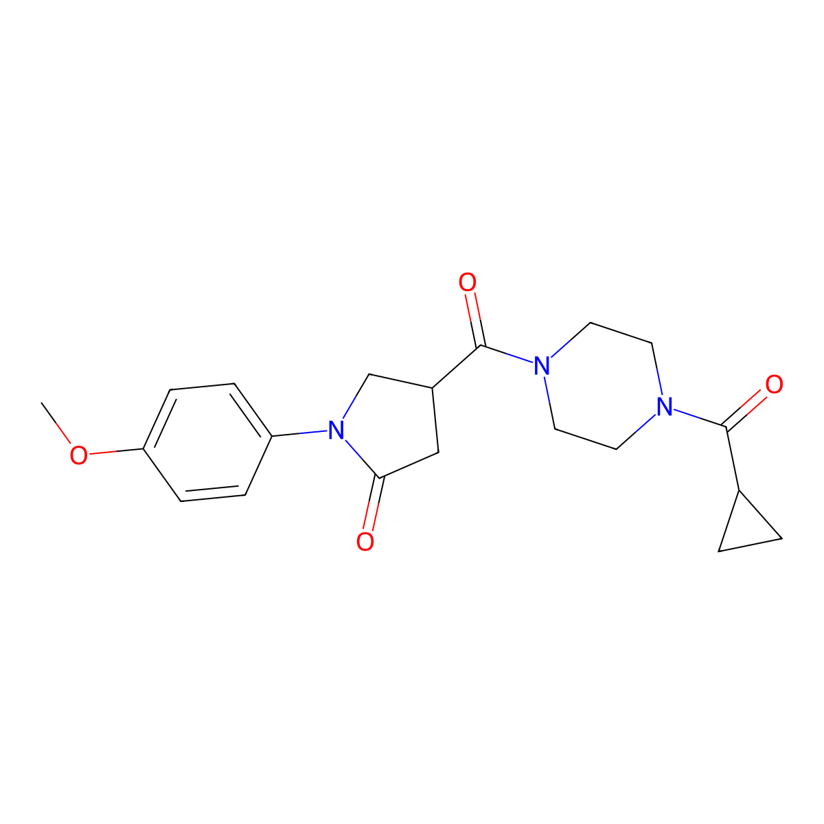 4-{[4-(Cyclopropylcarbonyl)piperazin-1-yl]carbonyl}-1-(4-methoxyphenyl)pyrrolidin-2-one molecular structure, CAS 1081112-74-4