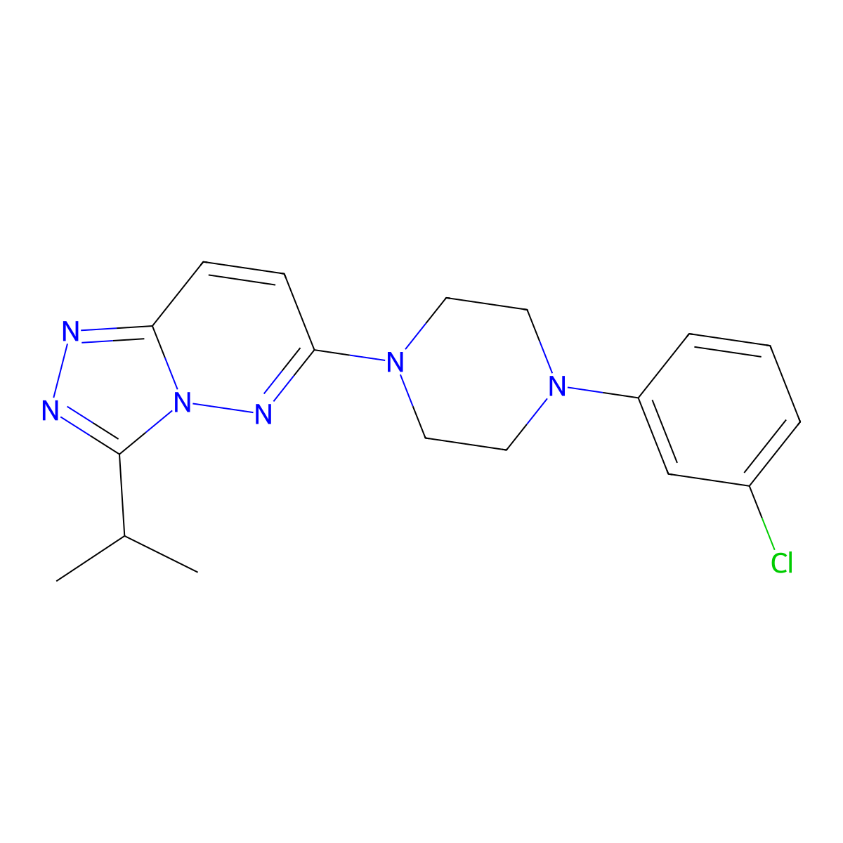 6-[4-(3-Chlorophenyl)piperazin-1-yl]-3-(propan-2-yl)[1,2,4]triazolo[4,3-b]pyridazine molecular structure, CAS 1081112-76-6