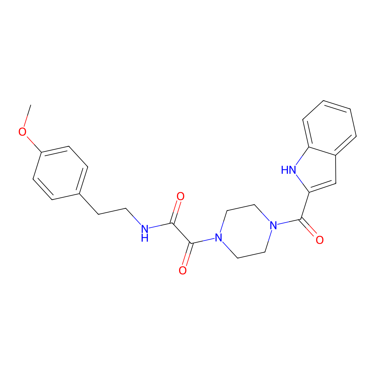 2-[4-(1H-indol-2-ylcarbonyl)piperazin-1-yl]-N-[2-(4-methoxyphenyl)ethyl]-2-oxoacetamide molecular structure, CAS 1081112-98-2