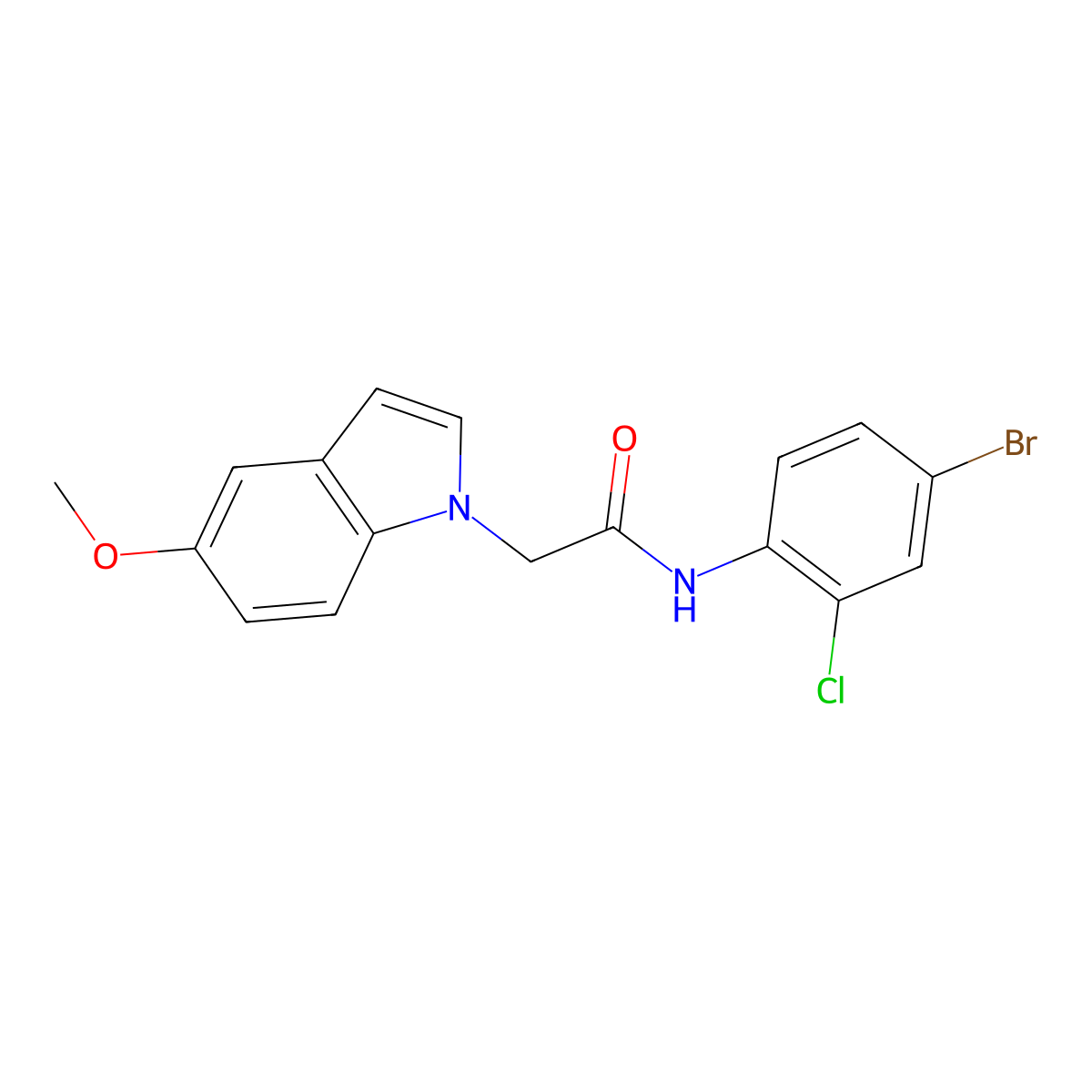 N-(4-bromo-2-chlorophenyl)-2-(5-methoxy-1H-indol-1-yl)acetamide molecular structure, CAS 1081113-00-9