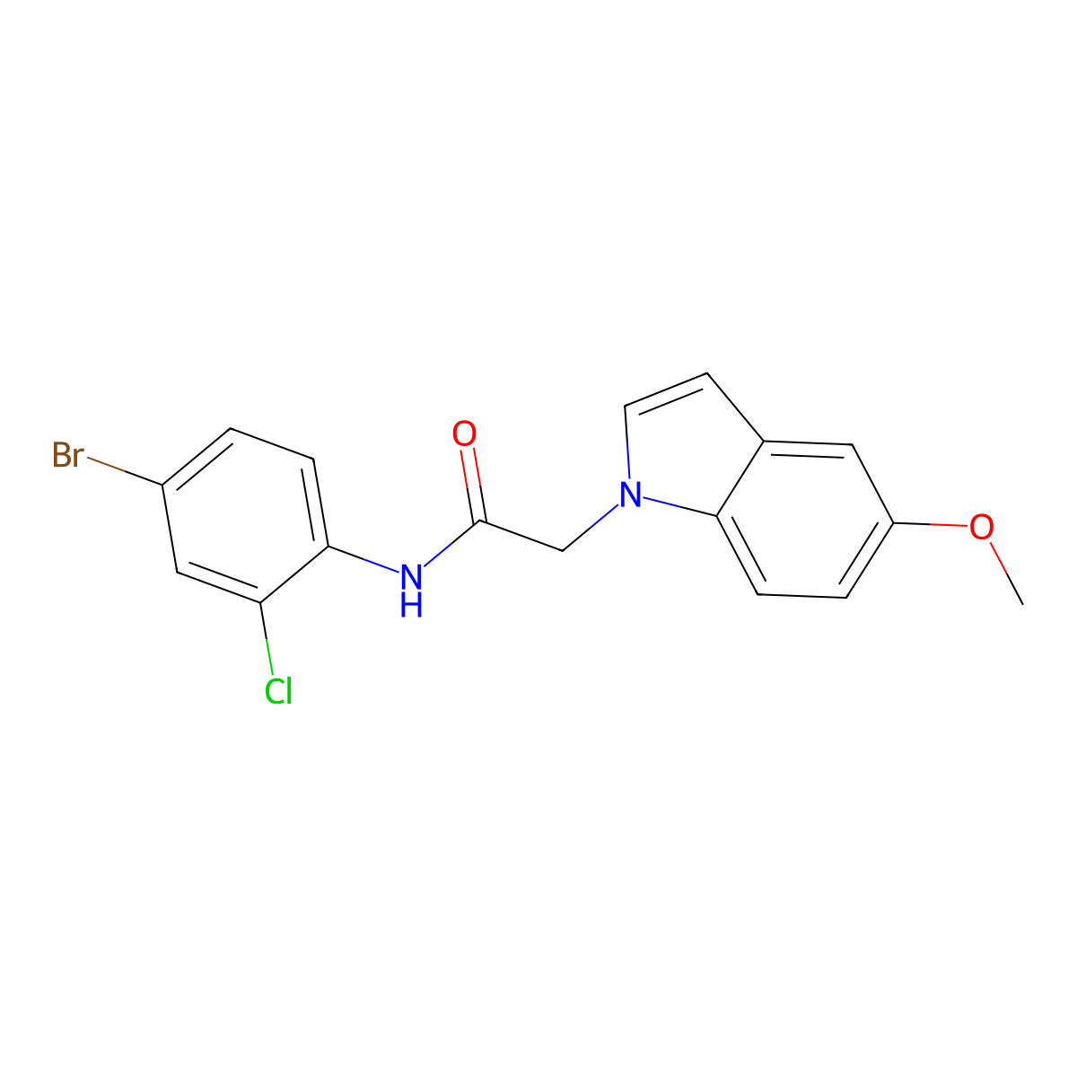 N-(4-bromo-2-chlorophenyl)-2-(5-methoxy-1H-indol-1-yl)acetamide molecular structure, CAS 1081113-00-9