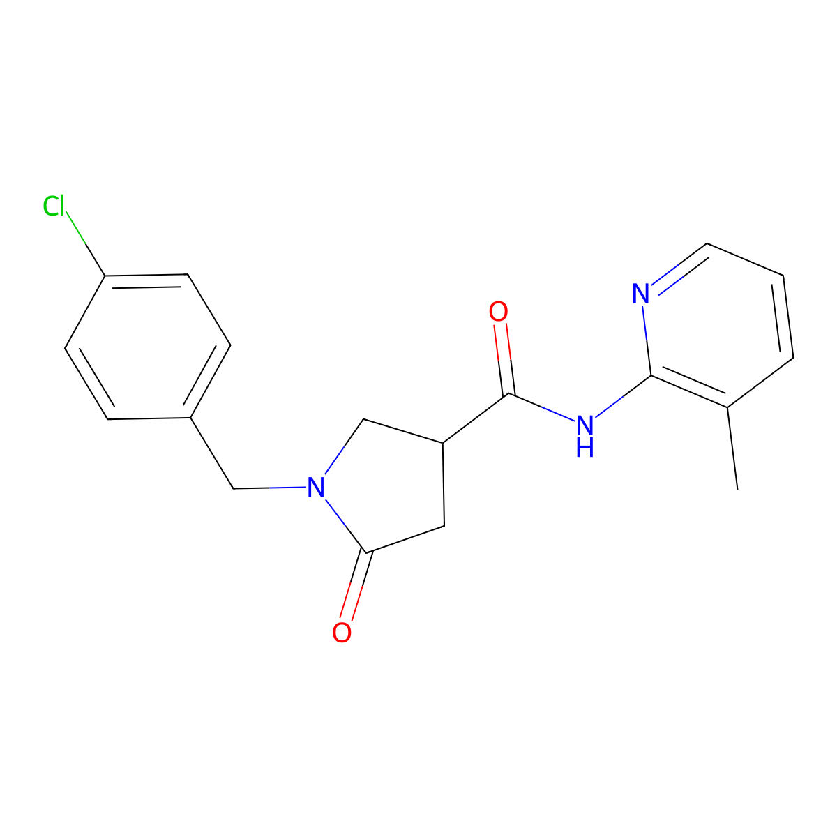 1-(4-chlorobenzyl)-N-(3-methylpyridin-2-yl)-5-oxopyrrolidine-3-carboxamide molecular structure, CAS 1081113-04-3