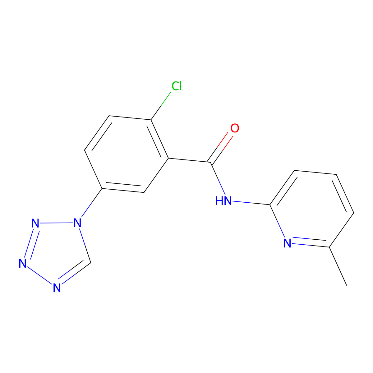 2-chloro-N-(6-methylpyridin-2-yl)-5-(1H-tetrazol-1-yl)benzamide molecular structure, CAS 1081113-08-7