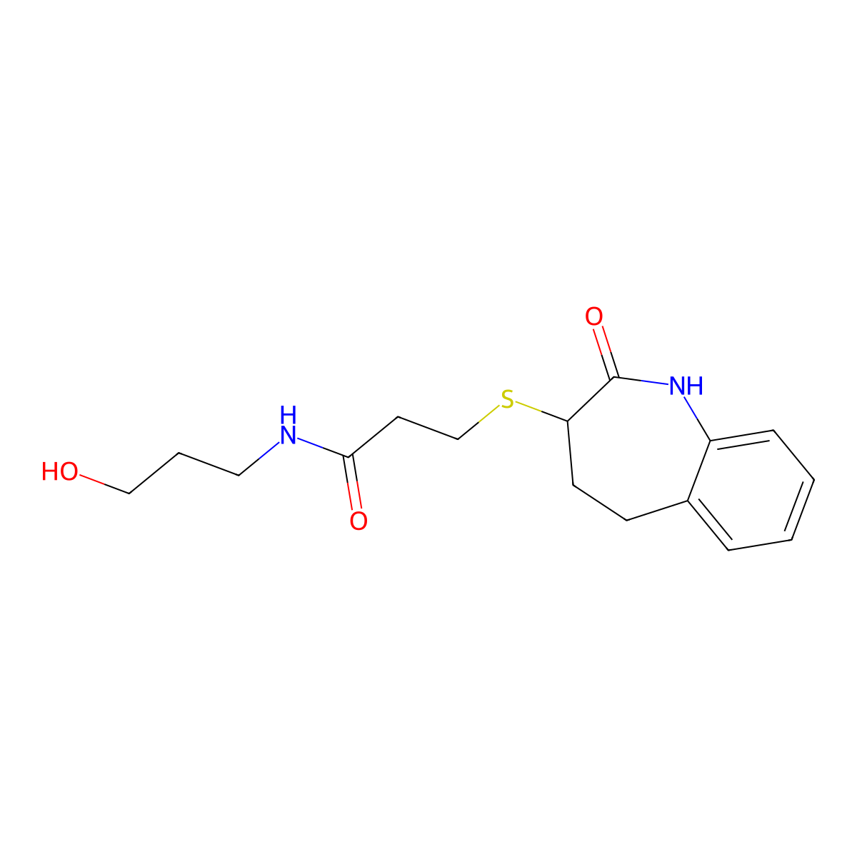 3-[(2-hydroxy-4,5-dihydro-3H-1-benzazepin-3-yl)sulfanyl]-N-(3-hydroxypropyl)propanamide molecular structure, CAS 1081113-14-5