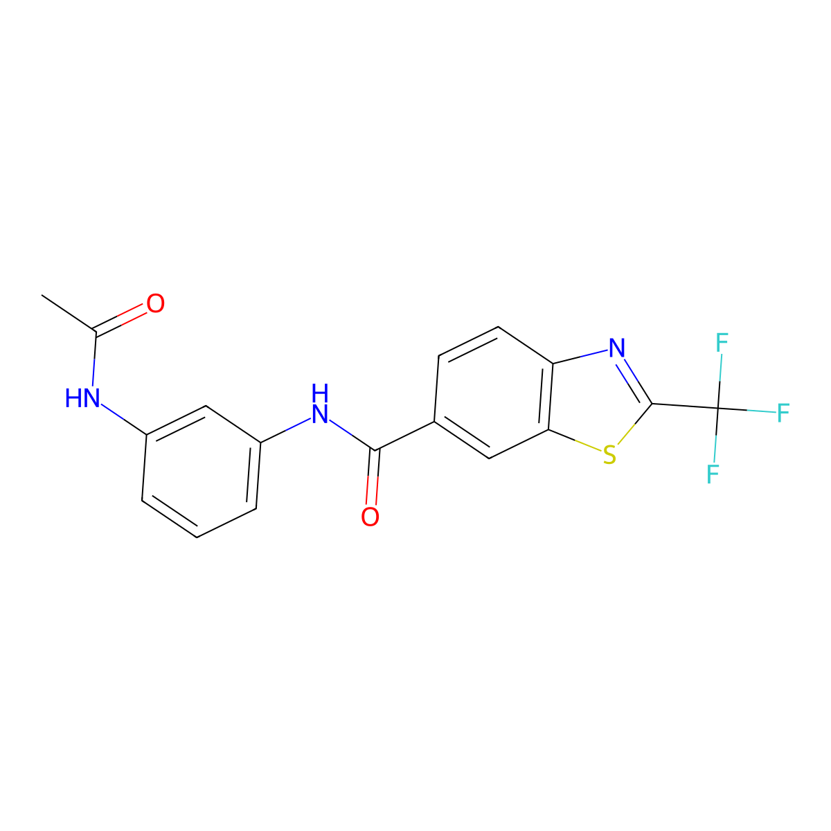 N-[3-(acetylamino)phenyl]-2-(trifluoromethyl)-1,3-benzothiazole-6-carboxamide molecular structure, CAS 1081113-24-7