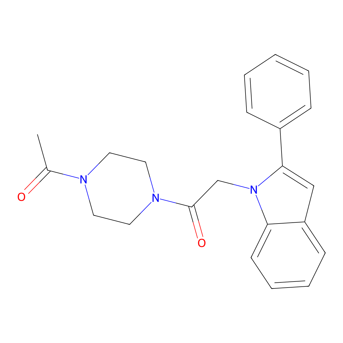 1-(4-acetylpiperazin-1-yl)-2-(2-phenyl-1H-indol-1-yl)ethanone molecular structure, CAS 1081113-28-1