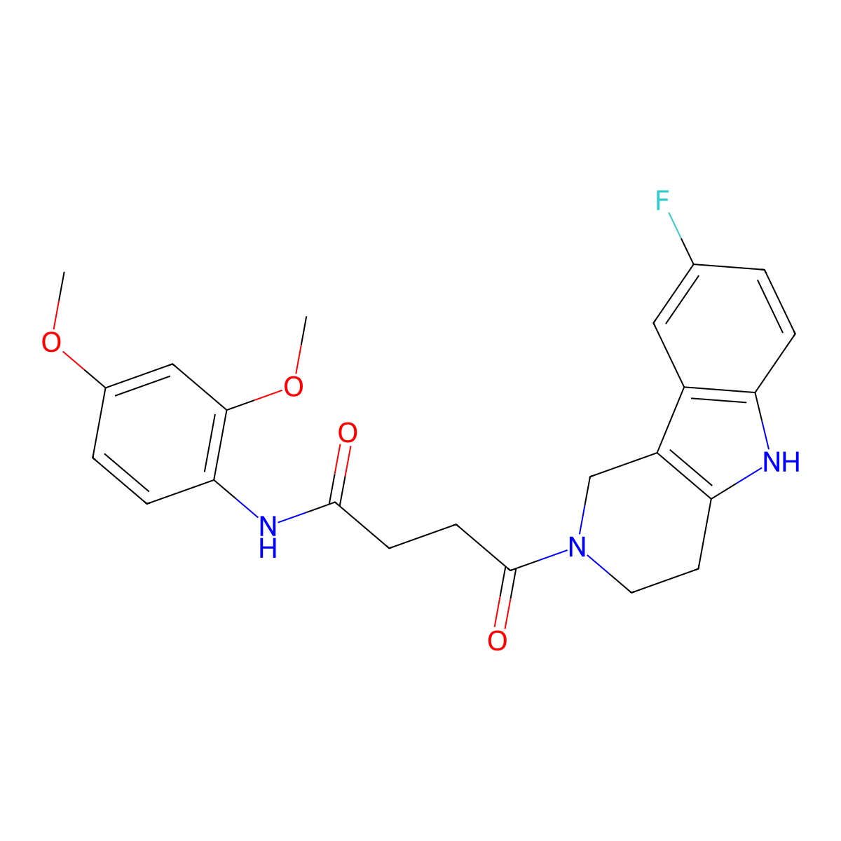 N-(2,4-dimethoxyphenyl)-4-(8-fluoro-1,3,4,5-tetrahydro-2H-pyrido[4,3-b]indol-2-yl)-4-oxobutanamide molecular structure, CAS 1081113-29-2